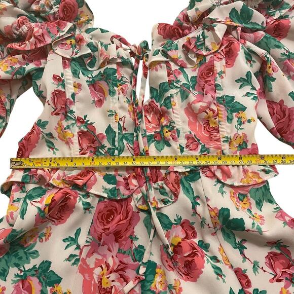 For Love & Lemons XS Imogen Floral Mini Dress | Ruffle Puff Sleeve, $210, NWOT - Picture 12 of 12